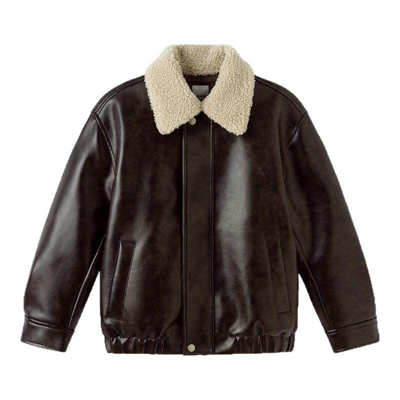 巴拉巴拉外套男童毛领皮衣棉服