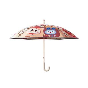 牧萌儿童雨伞学生上学专用男女孩双层加厚晴雨两用滚轮圆角长柄伞