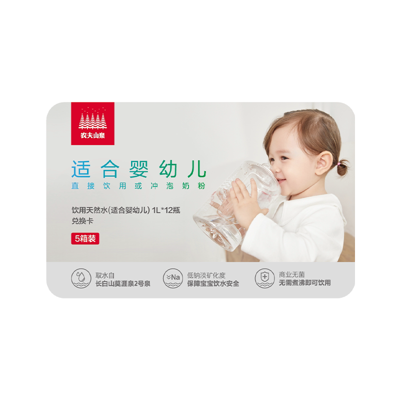 【水卡】农夫山泉饮用天然水(高温灭菌)1L*12瓶*5箱 实物兑换卡