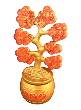 合金招财摇钱树360°旋转摆件