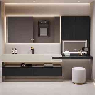 意式 简约岩板浴室柜梳妆台一体柜组合卫生间洗漱台洗手洗脸盆定制