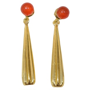 《红金绯梦》复古港风优雅秋冬轻奢红玛瑙金色水滴耳坠耳夹耳环女