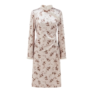 秋水伊人国风复古丝绒连衣裙2024冬装新款女新中式立领气质旗袍裙