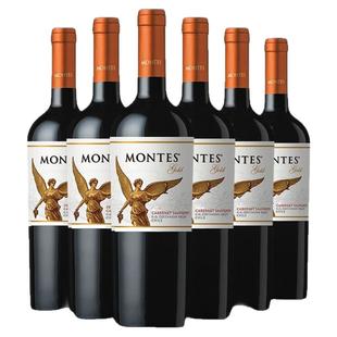 整箱 MONTES/蒙特斯金天使精选赤霞珠/梅洛红750ml*6支 智利红酒