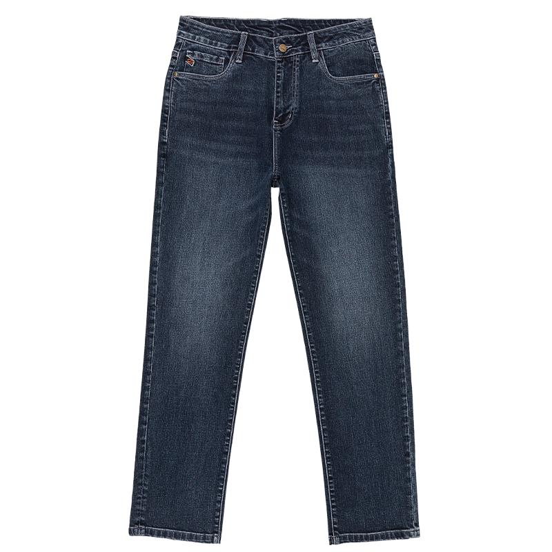 大大牛 石墨烯高端面料亲肤舒适弹力直筒宽松牛仔裤男秋冬款高腰