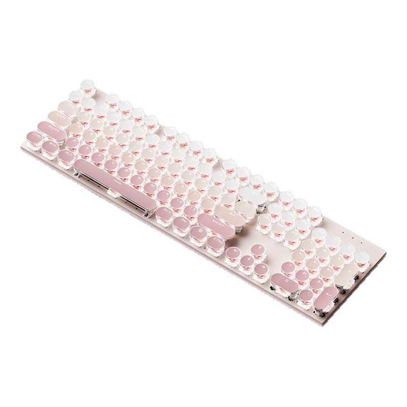 銳蟻H104無線機械鍵盤三模復(fù)古朋克104鍵女生辦公游戲RGB漸變鍵盤