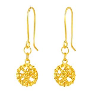 百泰黄金耳钉足金999耳饰金耳钩耳坠气质长款时尚女款礼物金耳环