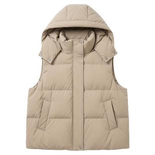 雪中飞羽绒马甲背心女2025秋冬新款连帽外穿短款时尚百搭春秋马夹