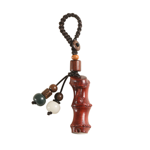 节节高升汽车钥匙挂件檀木竹节车钥匙扣精致男女小挂饰钥匙链挂绳