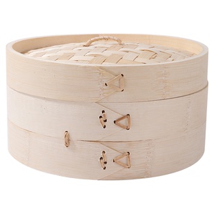 竹蒸笼竹编蒸笼家用竹制笼屉老式蒸格商用小笼包早茶粉蒸肉竹蒸屉