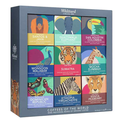 Whittard咖啡的世界研磨咖啡礼盒 烘焙黑咖啡粉袋装英国进口9风味