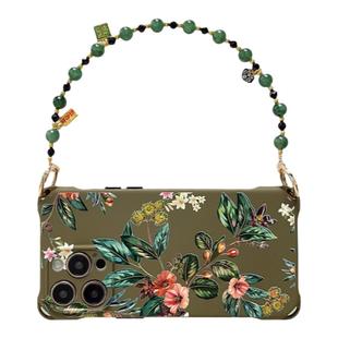 时尚复古风链条手机壳17Promax松绿色13适用苹果iPhone14plus可调节背包式挂绳12pro斜挎15中式国风xr新款