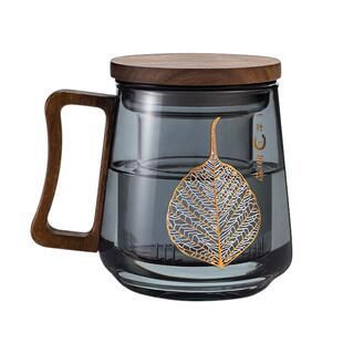 玻璃茶杯个人专用分离茶水杯子女男水杯带盖把手办公室喝茶泡茶杯