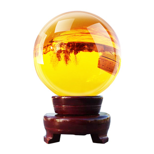 精品金黄色水晶风水球招财镇宅客厅玄关电视柜办公桌家居装饰摆件