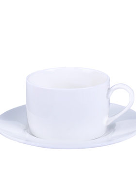 欧式咖啡杯碟创意简约酒店餐厅纯白描金奶茶杯陶瓷咖啡杯子可定制