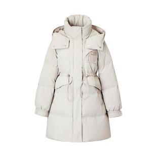 颜域女装收腰中长款连帽保暖外套2025新款今年流行爆款羽绒服女士