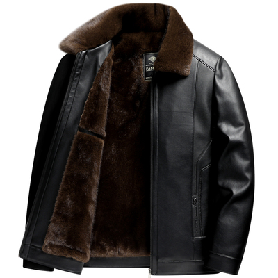 啄木鸟翻领冬季皮毛一体皮衣