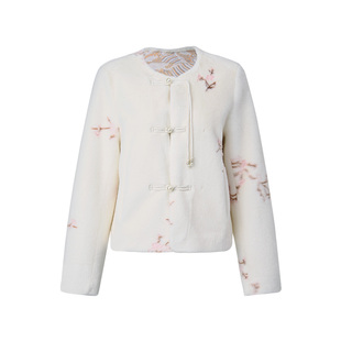 MAXRIENY贵雅中式绣花环保皮草女外套冬季新款