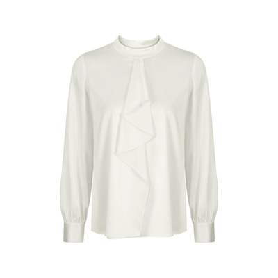 MARYLING米白色立领真丝上衣