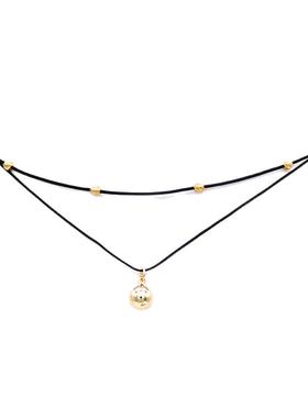 简约双层转运珠choker黑色锁骨链