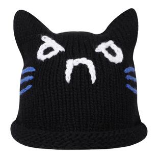 【DNA官方】手绣针织毛线帽2025年秋冬保暖防寒猫耳无檐针织帽女