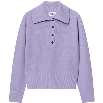 【明星同款】BLUE ERDOS春季新智性通勤精纺羊毛羊绒翻领针织衫