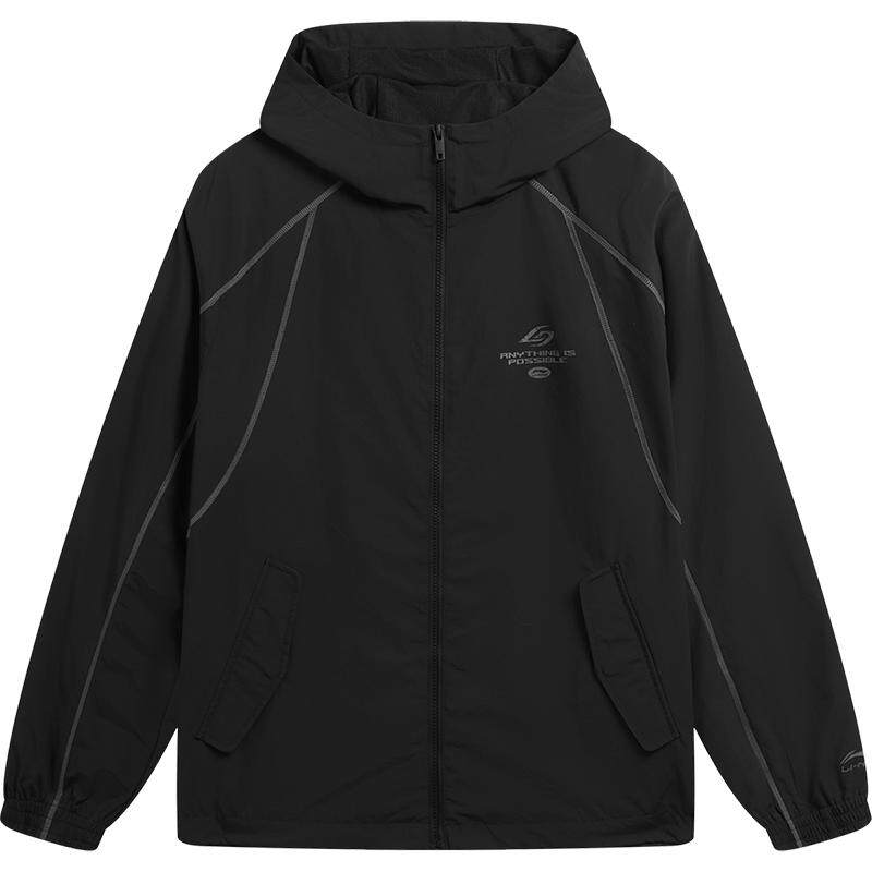 李宁连帽男休闲运动风衣运动服