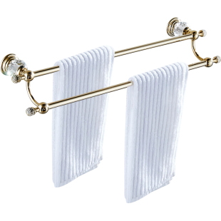 欧式水晶全铜杆双杆毛巾架轻奢金色浴巾架毛巾杆单杆毛巾挂钻石款