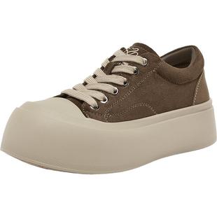 百思图2026春季商场新款厚底松糕鞋板鞋休闲增高运动女鞋W3801AM6