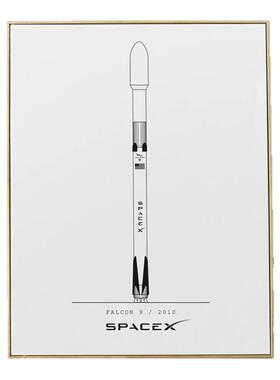 NASASpaceX星舰简约线稿装饰画