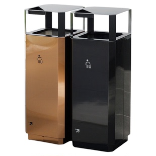 高档不锈钢垃圾桶烟灰盒商务写字楼办公区酒店大堂电梯口定制标志