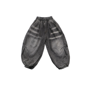 Q宝家童品10月新款 男童加绒牛仔裤儿童冬装灯笼裤中大童时尚裤子