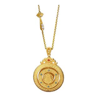 吴越老银铺足银金禄吊坠项链复古民族风八宝罗盘吊坠2025年新款