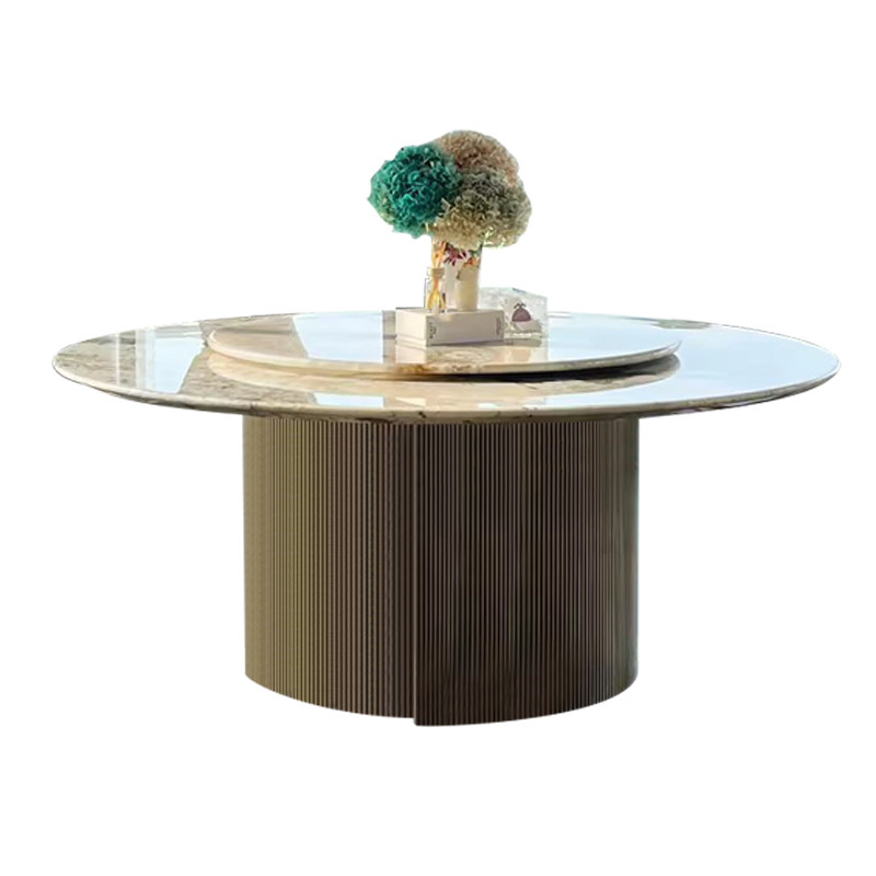 戎匠纯天然潘多拉大理石餐桌高端别墅大平层可定制奢石圆形餐桌椅