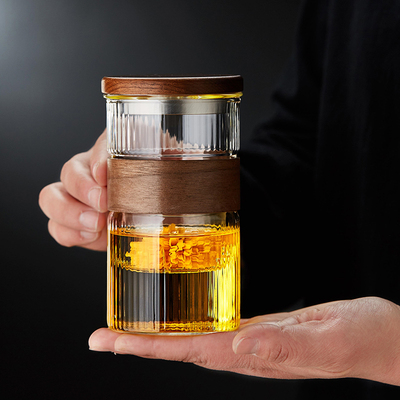 玻璃杯耐高温带盖茶水分离花茶杯家用2025新款高硼硅喝水泡茶杯子