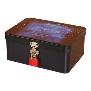 铁盒收纳盒带锁手机密码锁保管盒储物盒长方形小盒子小型收纳箱子