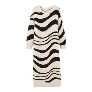 安之伴【巨保暖】半边绒睡裙女冬季新款珊瑚绒加厚条纹睡衣家居服