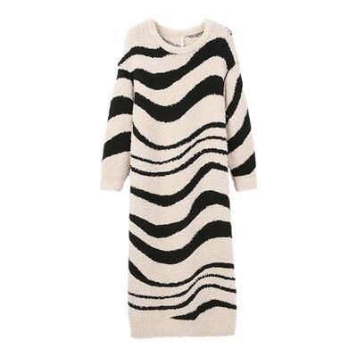 安之伴【巨保暖】半边绒睡裙女冬季新款珊瑚绒加厚条纹睡衣家居服