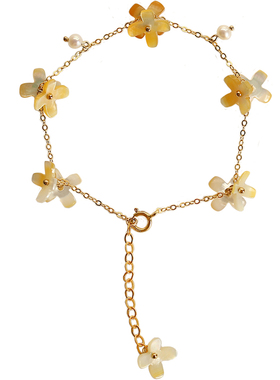 三秋桂子丨天然黄蝶贝珍珠手链