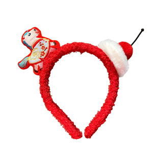 2026新年春节毛绒红色喜庆小马发箍马年头箍女过年洗脸压发捆发卡