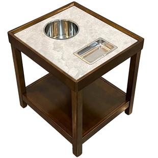 现代简约轻奢棋牌室麻将室麻将桌边茶楼岩板实木麻将机茶几茶水架