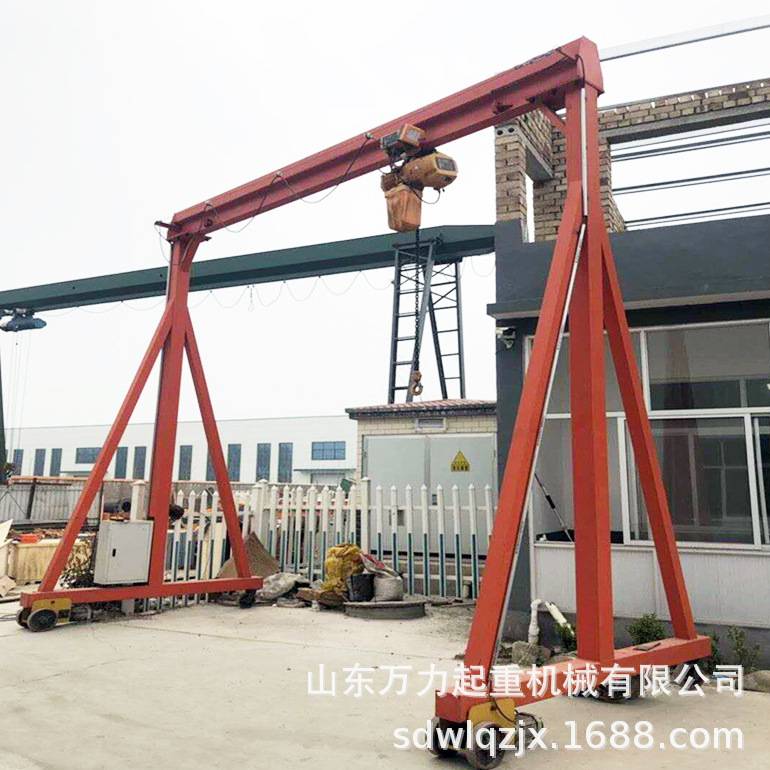 小型手推单梁门式起重架 车间仓库移动龙门架 门式带轮吊车龙门架