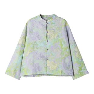 紫翠琉璃 ROCO新中式国风系列 光泽晕染紫色提花对襟宽松款外套