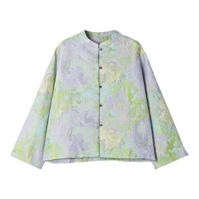 新中式光泽感紫翠琉璃提花外套