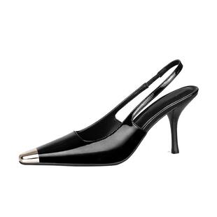 rose朴彩英同款黑色高跟鞋女2025年法式方头细跟性感单鞋小众气质