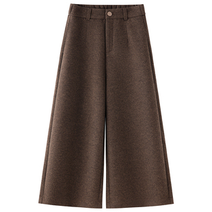 高级感羊毛呢黑灰色八分直筒裤女秋冬2025羊绒加绒加厚九分阔腿裤