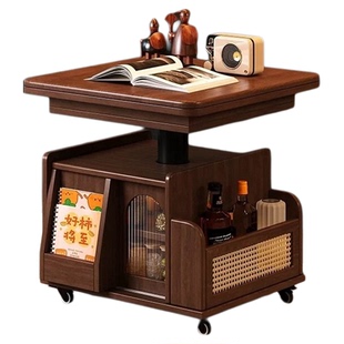 实木可升降折叠茶几小户型移动小推车茶桌两用多功能沙发边柜边几