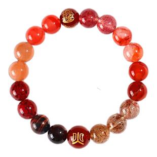 深圳弘法寺五行多宝水晶手串天然朱砂发晶虎眼玛瑙手链招财黄水晶