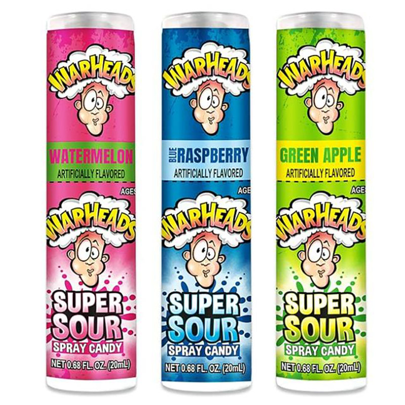 美国Warheads弹头牌多口味特酸硬糖果Sourted液体糖喷雾糖方块糖