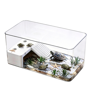 新款乌龟饲养缸专用缸水陆两栖生态造景家用小型桌面鱼缸一体成型